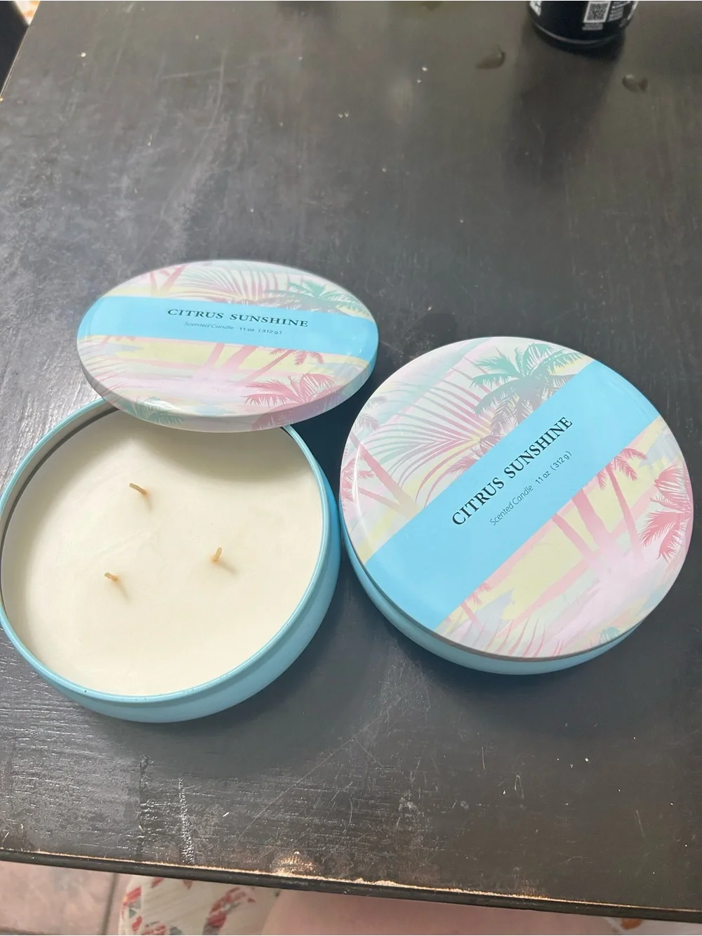 Citrus Sunshine 3-Wick Tin 2 Candle - Light Aqua